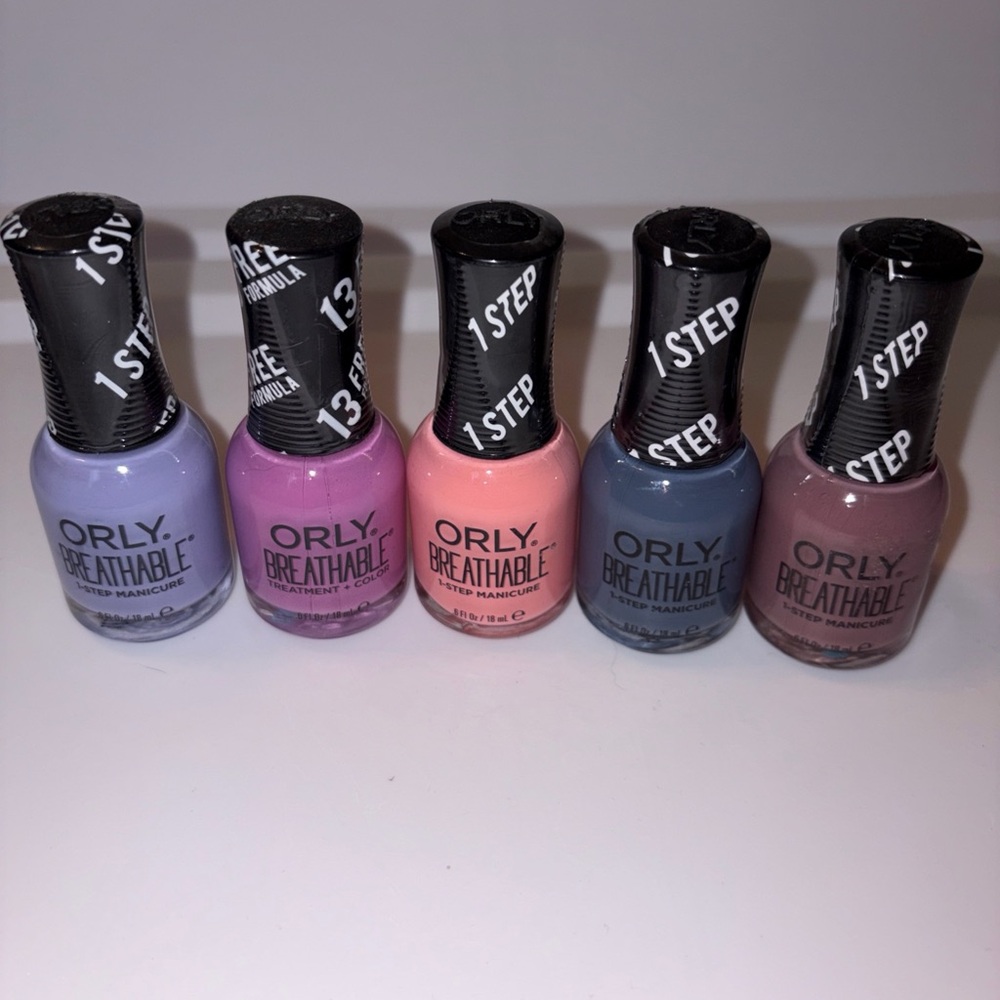 ORLY Breathable Nail Polish Set - Purple, Pink, Peach, Blue, Brown